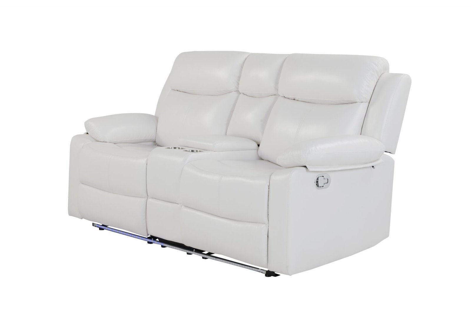 U6026 BLANCHE WHITE CONSOLE RECLINING LOVESEAT WITH LED AND SPEAKER - Image 2