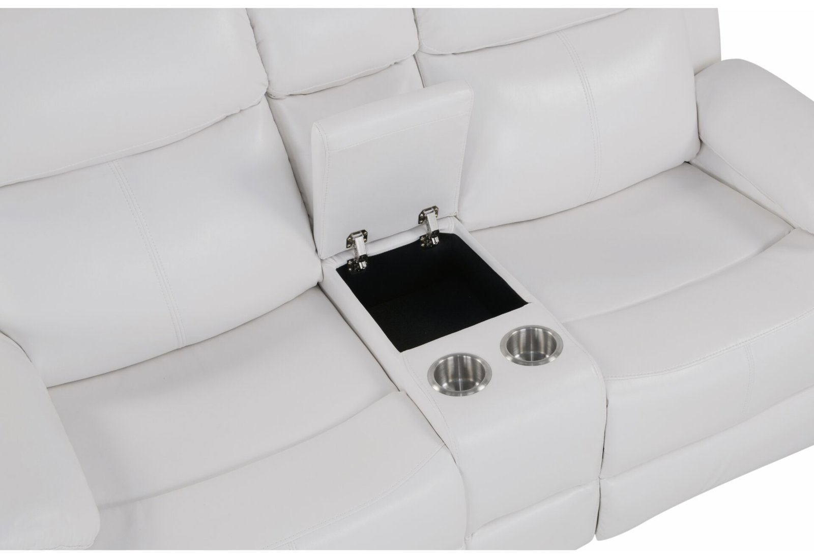 U6026 BLANCHE WHITE CONSOLE RECLINING LOVESEAT WITH LED AND SPEAKER - Image 4