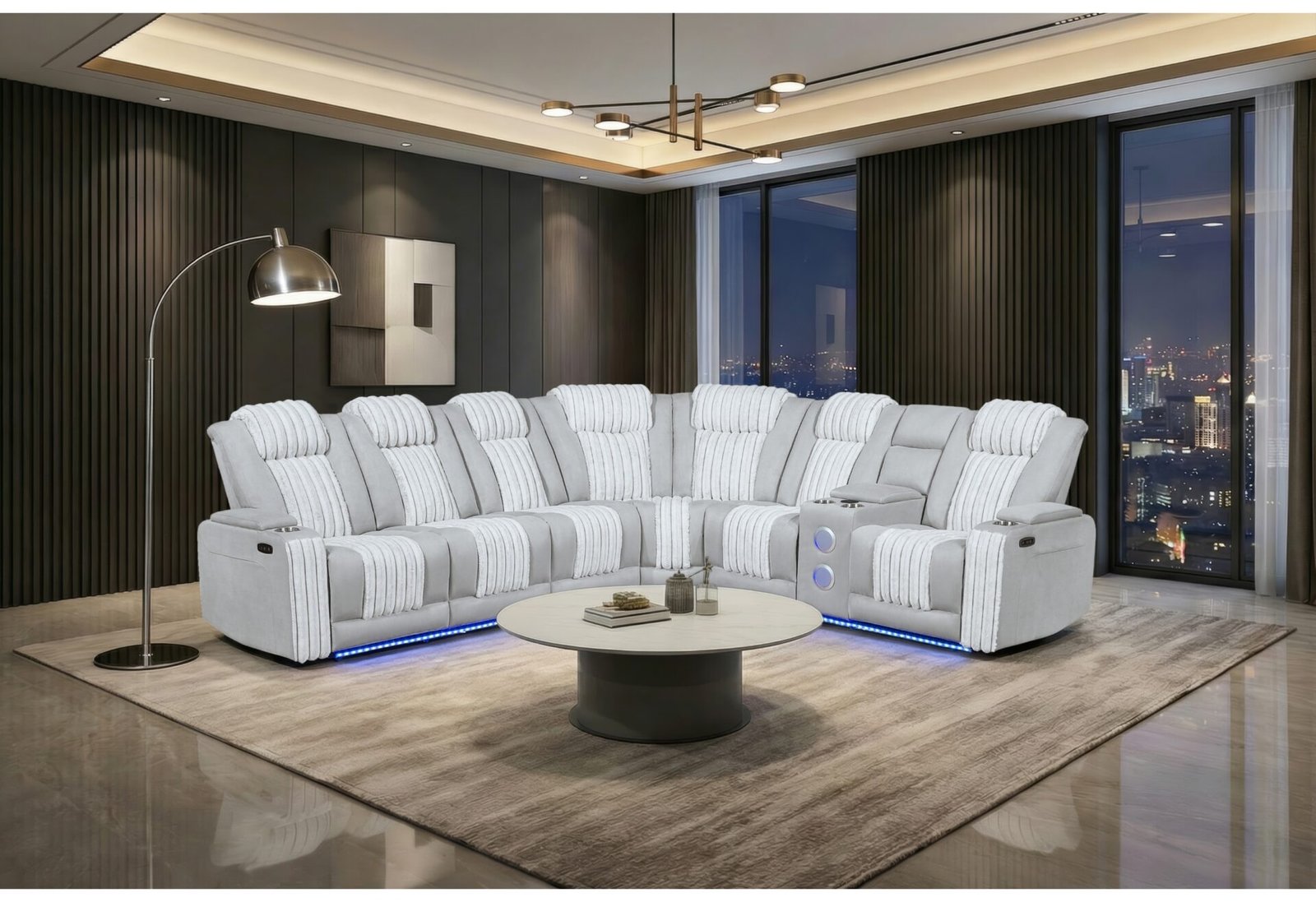 U8000 GREY P2 SECTIONAL WITH LED