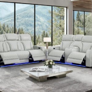 U8611 BLANCHE SILVER P2 PWR REC SOFA/PWR CONSOLE REC LOVESEAT