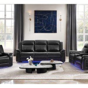 U8879 CHARCOAL PWR REC SOFA/PWR CON REC LOVESEAT/PWR REC W/LED & GL SS