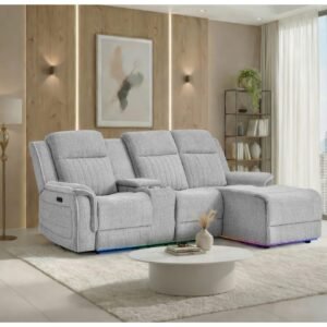 U8879 GREY 1 POWER PUSHBACK SECTIONAL WITH LED AND GLOBAL SS SPKR