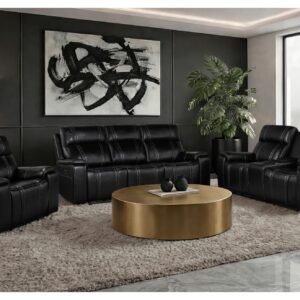 U8880 BLACK LEATHER PWR REC SOFA/PWR CONSOLE REC LOVESEAT/PWR RECLINER