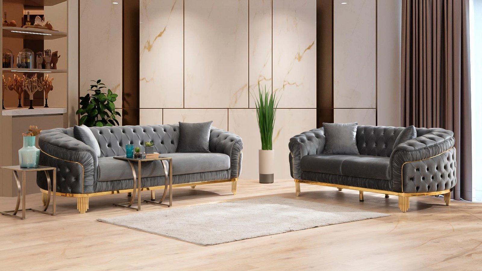 VANESSA 2 PC Living Room Sets IN GRAY – C