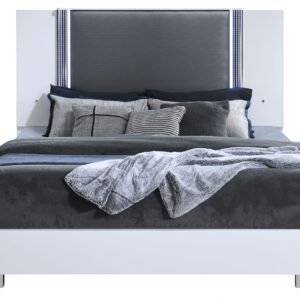 YLIME SMOOTH WHITE KING BED WITH LED FULLY SLATTED