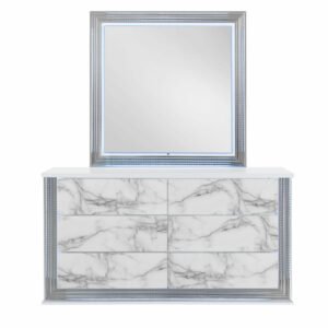 YLIME WHITE MARBLE MIRROR WITH LED