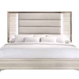 ZAMBRANO WHITE KING BED WITH LED