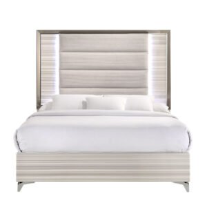 ZAMBRANO WHITE QUEEN BED WITH LED