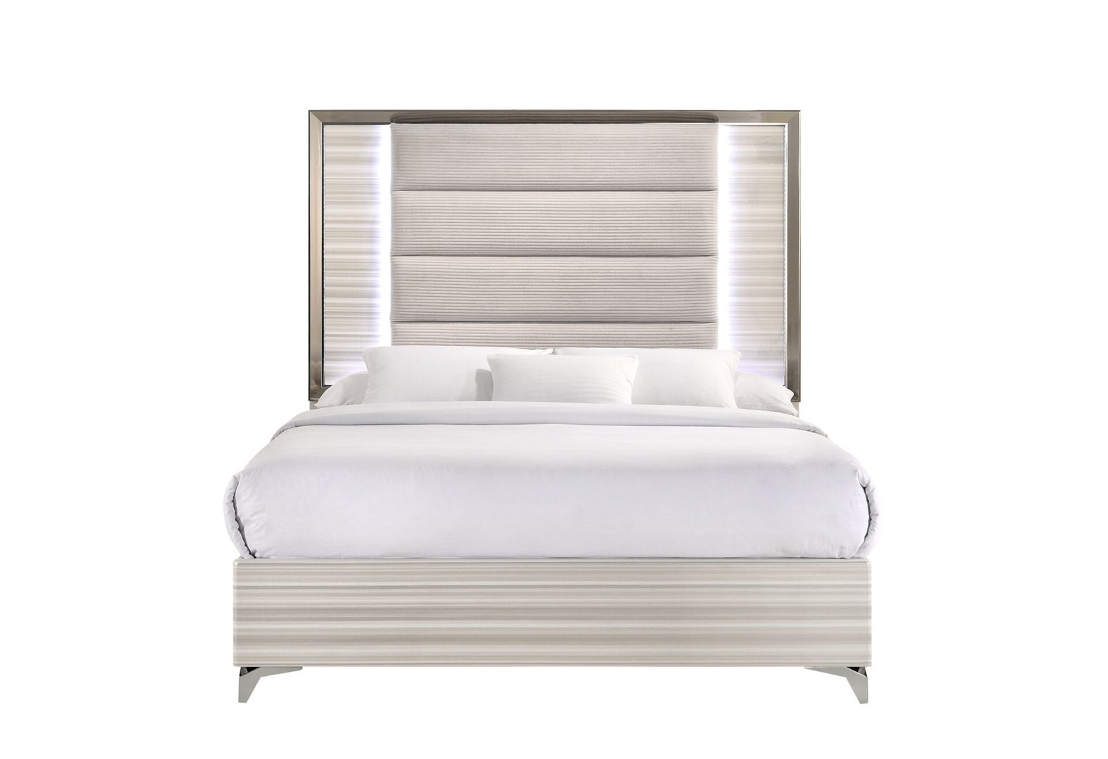 ZAMBRANO WHITE QUEEN BED WITH LED
