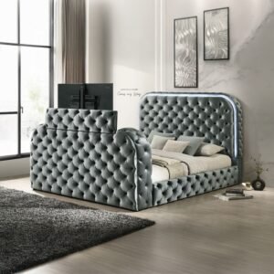 Kana Queen Bed w/LED, Fireplace & TV Stand