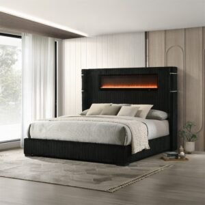Garner EK Bed w/Fireplace, LED, Reading Light, Speaker, Bluetooth & USB