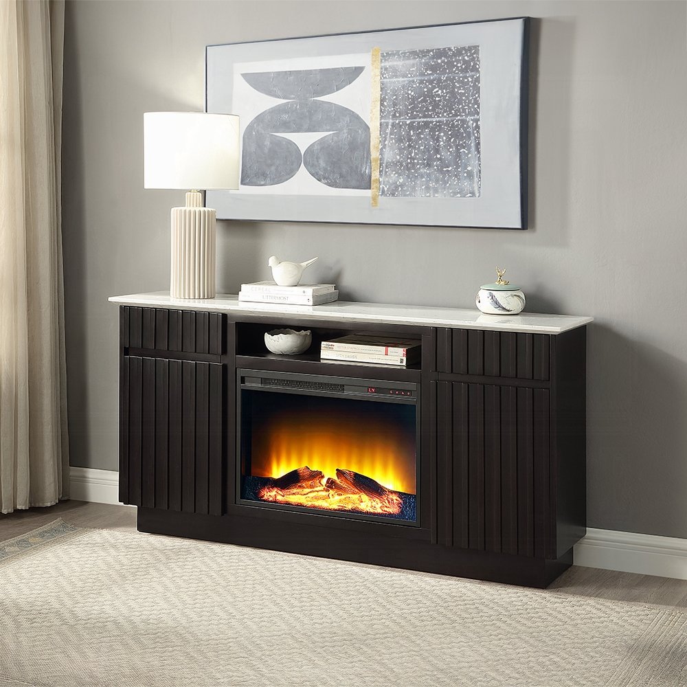 Jaramillo Server w/Natural Marble Top & Fireplace