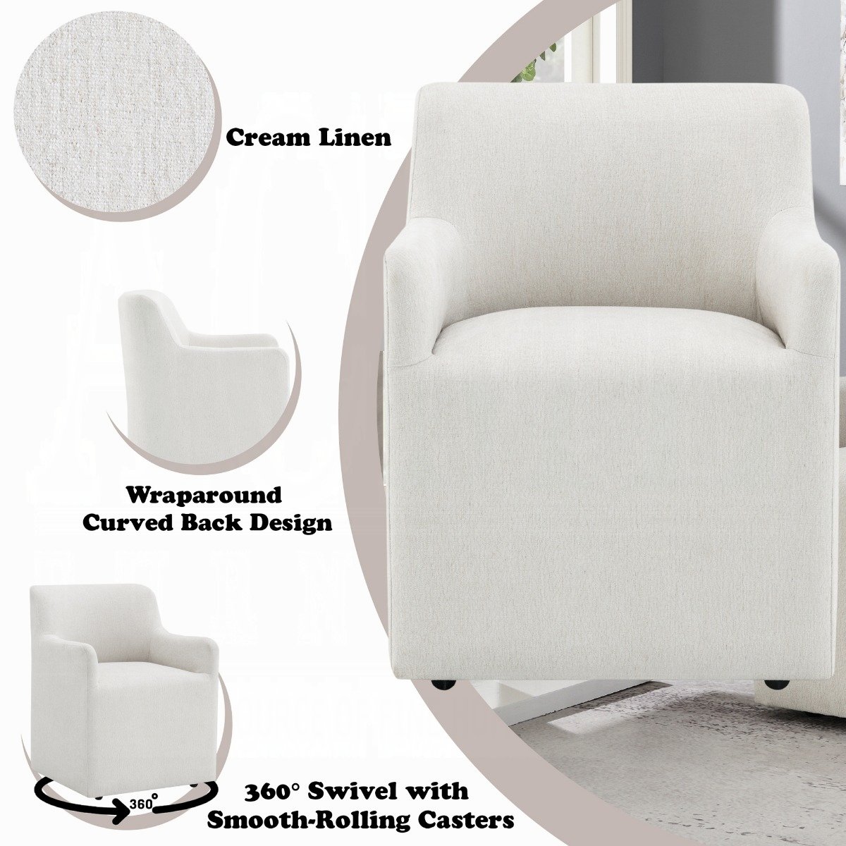 Cafell Arm Chair w/Swivel Casters - Image 9