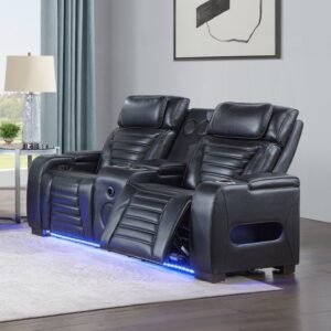 Ephron Power Motion Loveseat W/ Console, Power Headrests, LED & Speakers