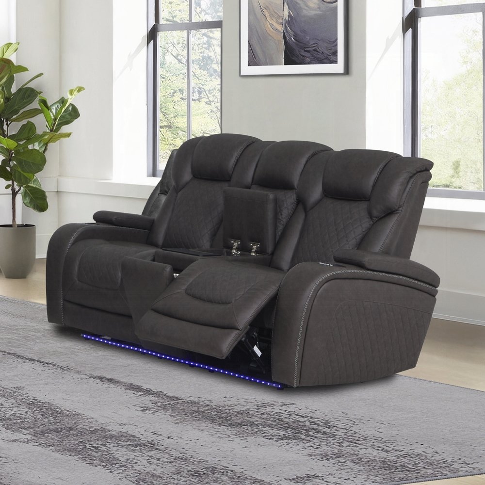 Wendell Power Motion Loveseat w/Console, Wireless Charger, Storage, USB & LED