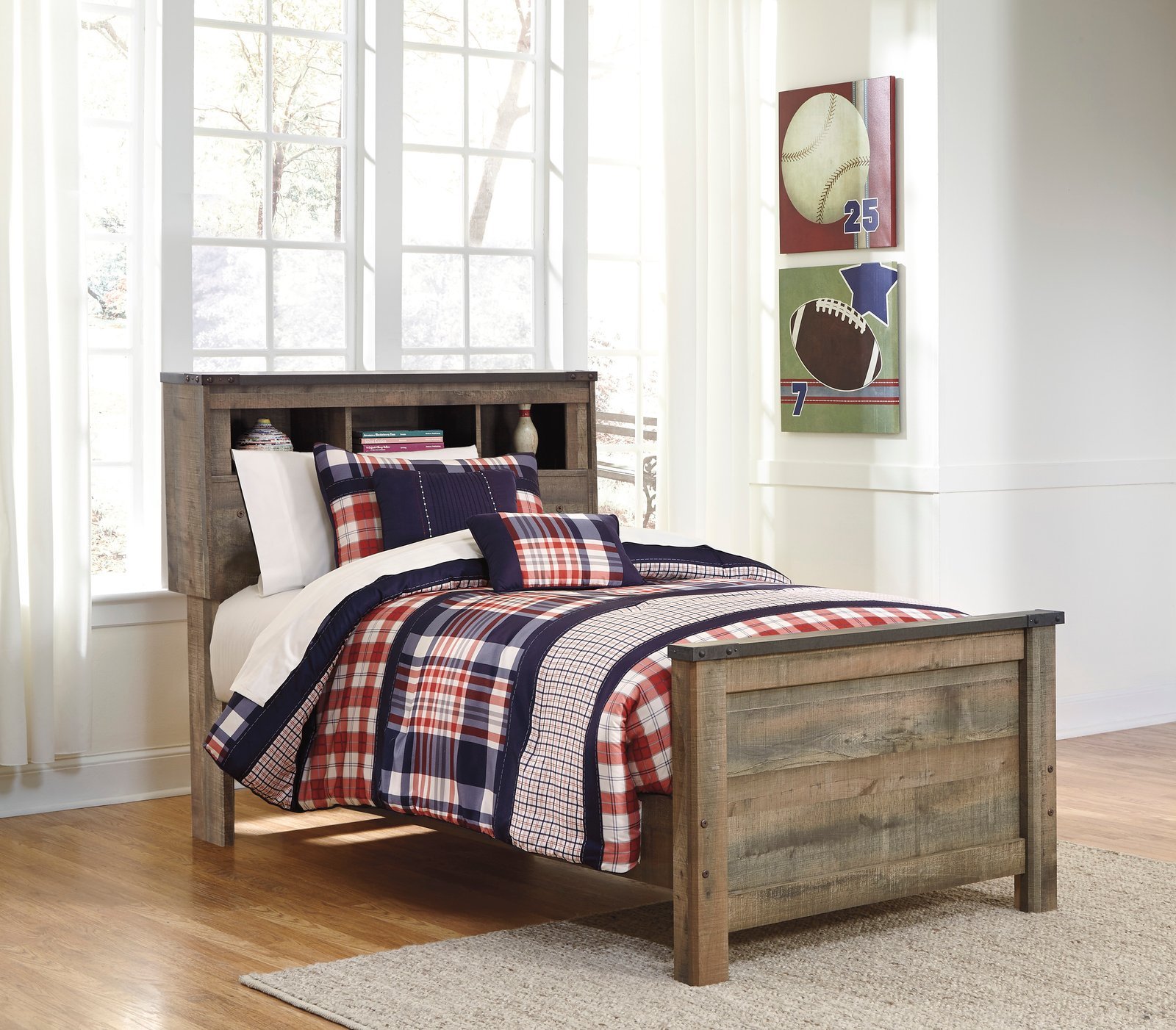 B446 Twin BK – Twin Bookcase Panel Bed – 63/52/83