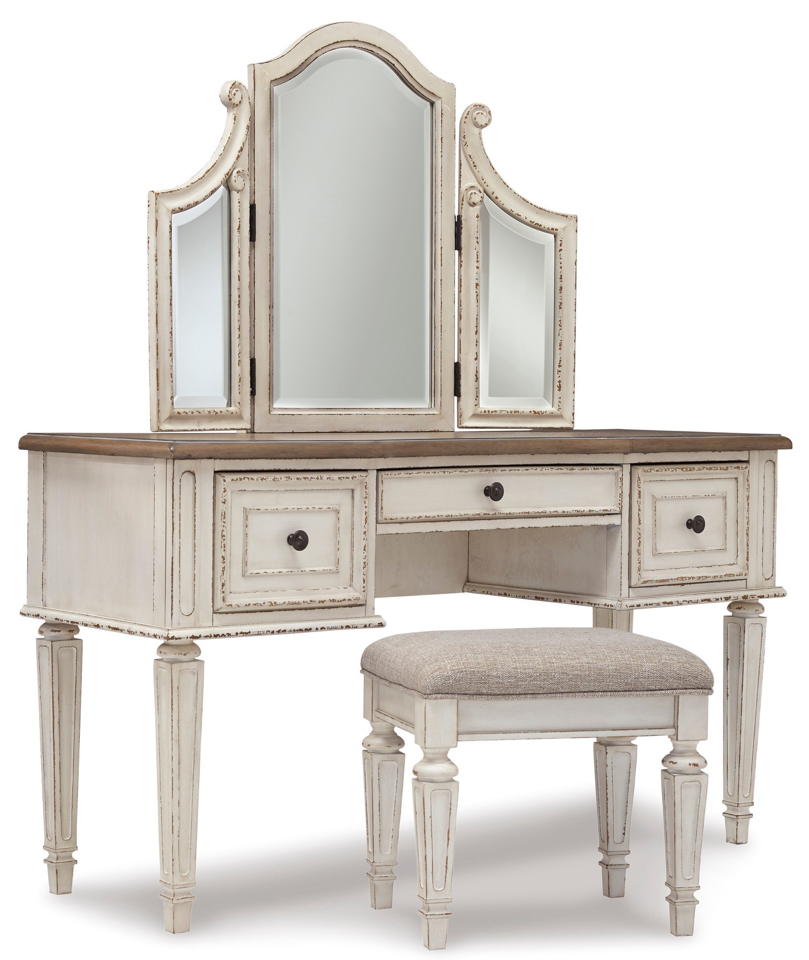 Realyn Vanity/Mirror/Stool (3/CN)
